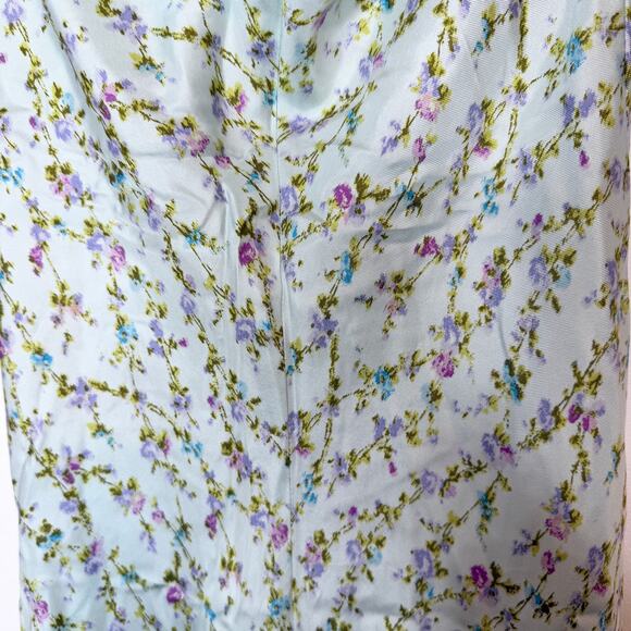 Rebecca Taylor Floral Silk Halter Midi Dress In Light Blue Size 8 - Picture 11 of 14